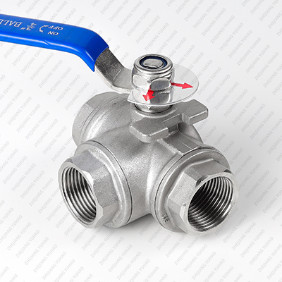 Válvula de bola de 3 vías de acero inoxidable para control de flujo industrial
